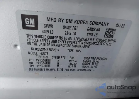 2022 Buick Encore Awd Preferred z USA, uszkodzony, nr VIN KL4CJESM4NB532817